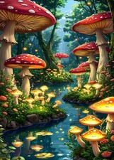 Enchanted Mushroom Diamond Art Kits for Adults, DIY 5D 12x16 Inches, BK076