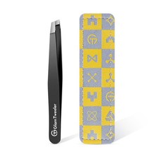 Expert Slant Tip Tweezers with Leather Case, Sharp  Precision Stainless Stee...