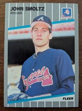 JOHN SMOLTZ, 1989 FLEER ROOKIE CARD #602, BRAVES. rookie card picture