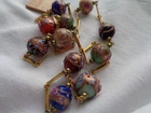 Vintage Costume Jewelry Venetian Cake Glass Beaded Necklace