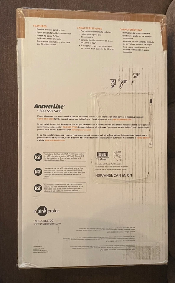 CONTEMPORARY INSTANT HOT AND COLD WATER DISPENSER FAUCET FRENCH GOLD F-HC1100FG  - Image 3 of 4