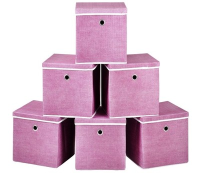 Faltbare Stoff Aufbewahrungsboxen mit Deckel Faltbar Platzsparend Schrank 4er Set