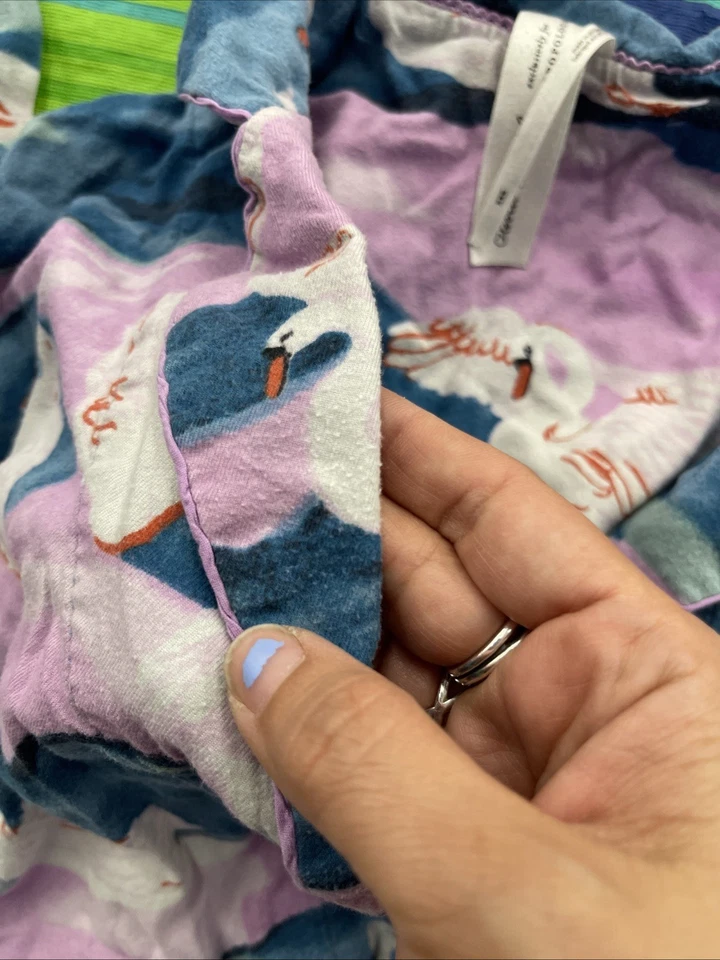 Olivia Wendel Pijama Mujer XXS Azul Franela Estampado Cisne Acogedor Anthropologie H55 Foto 4 de 4
