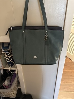 Coach Avenue Tote Bag Dark Teal Pebbled Leather Zip Top A2079-1573