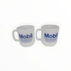 Vintage Glasbake Miller's Sandbank Mobil Oil Milk Glass Advertising Mug Set of 2