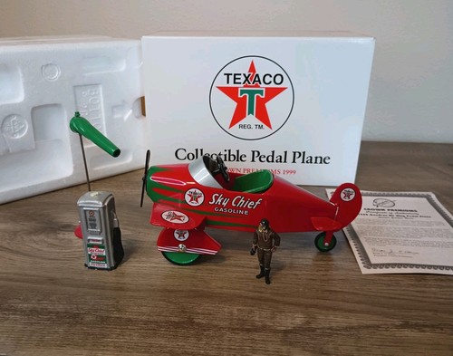 Vtg 1999 Crown Premiums Limited Ed Texaco 1940 Air King Pedel Plane Bank W/COA