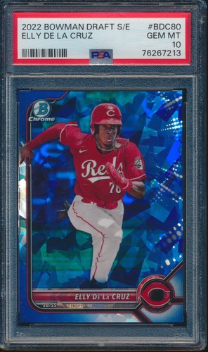 PSA 10 ELLY DE LA CRUZ 2022 Bowman Chrome Draft SAPPHIRE Ed. REDS RC GEM MINT