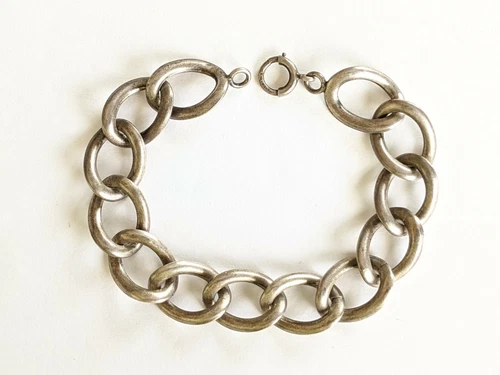 Vintage Sterling Silver Big Fat Ring Bracelet for to Hang Charms