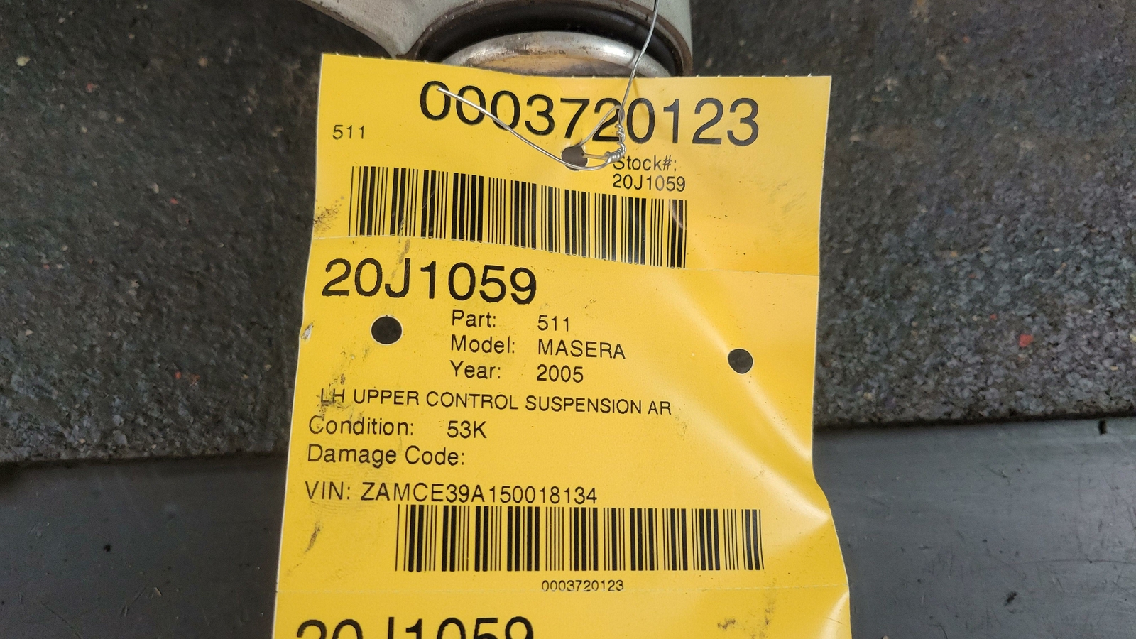 2005 MASERATI QUATTROPORTE DRIVER LEFT UPPER CONTROL SUSPENSION ARM, 53K MILES