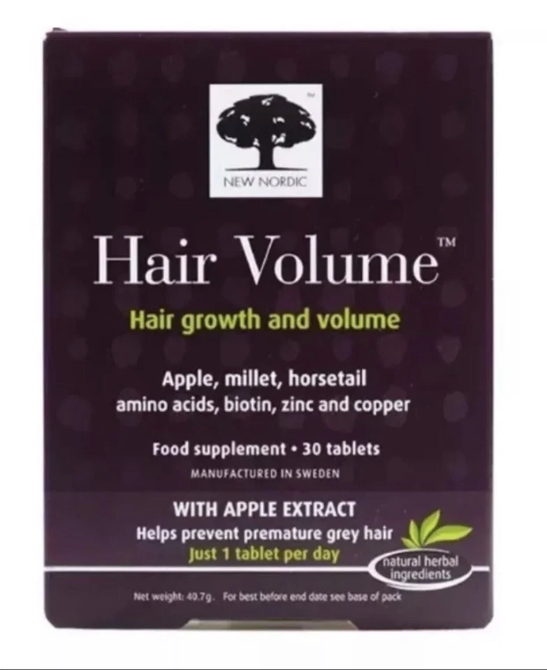 NEW NORDIC HAIR VOLUME HAIR GROWTH & VOLUME FOOD SUPPLEMENT 30 TABLETS