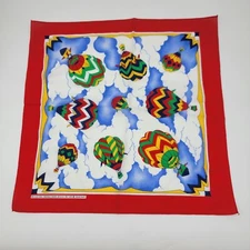 Wamcraft Bandana Hot Air Balloons Clouds Scarf Handkerchief Made in USA Vintage