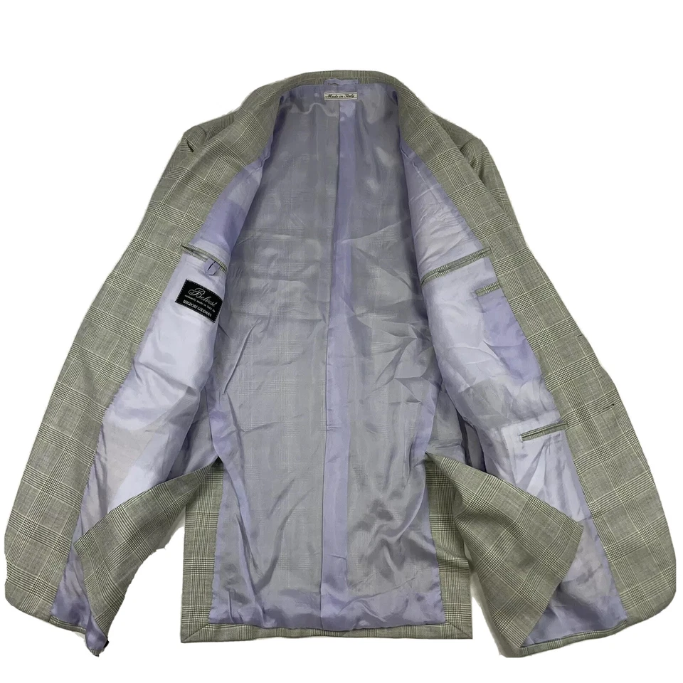 Blazer Belvest Lana Lino Seda Gris Lavanda Cuadros Lavanda MOP Botón 46L Foto 4 de 4