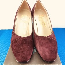 Vintage Salvatore Ferragamo Abaris Parigi 2.5" Heels Pumps Suede Maroon Size 5 B