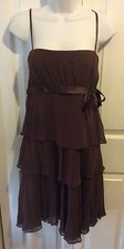 NINE WEST SIZE 14 BROWN RUFFLE DRESS SILK New $134 summer