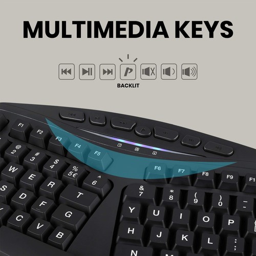 Perixx PERIBOARD-312 Ergonomic Backlit Keyboard - Wired USB with 2 Hubs - Nat... - Picture 5 of 7