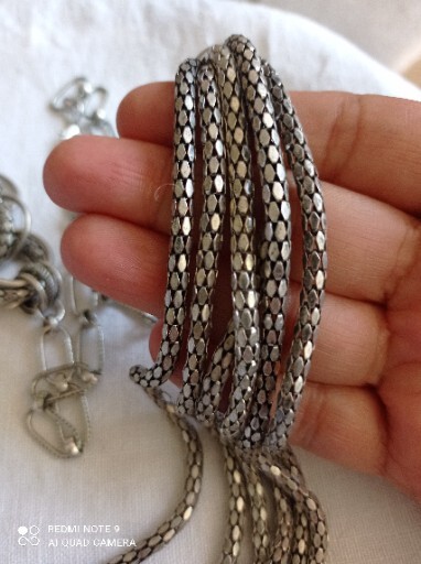 Retro Statement Silver Tone Mesh Multistrand Chun… - image 5