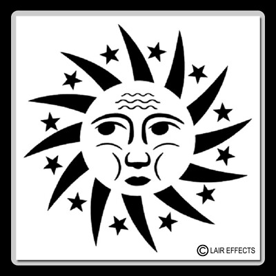 Celestial Sun Face with Star Ring STENCIL Template Cosmic Crafting!!