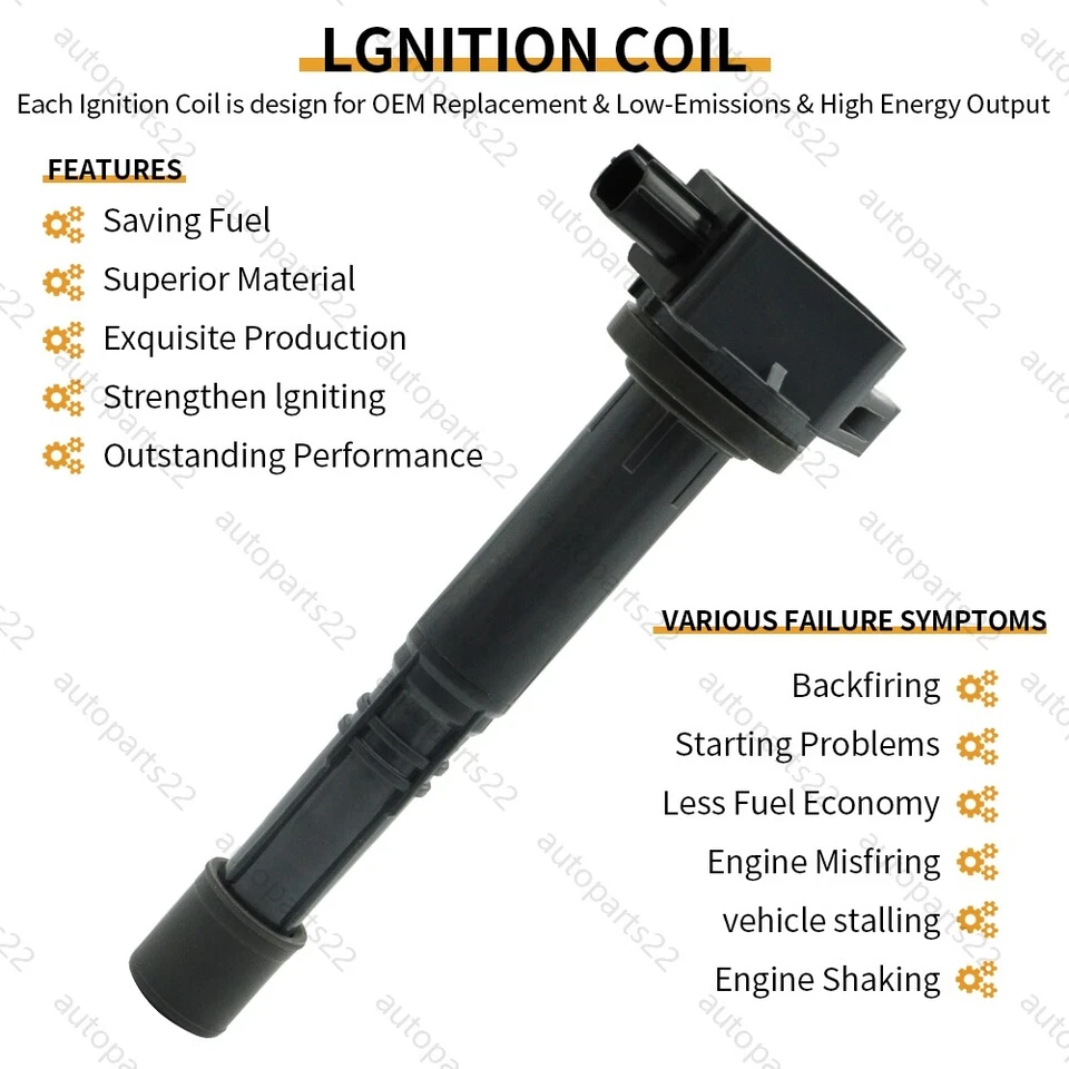 Bobinas de ignição 4X OEM + 4X velas de ignição para Honda Accord CR-V Element 2.4L UF311 - Imagem 4 de 4