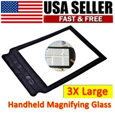 3X Large Full Page Handheld Magnifying Glass for Reading Small Prints flexible