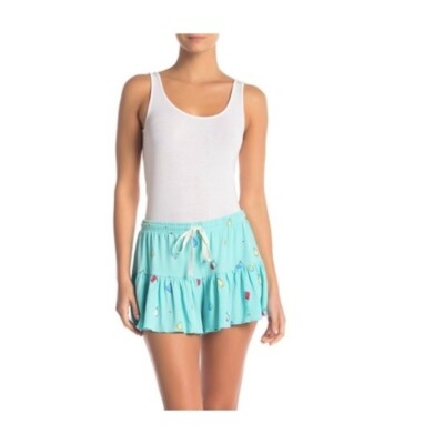 FREE PRESS Sleepwear Separates Kimi Flowy Shorts Fruit Pear Blue Elastic Waist M