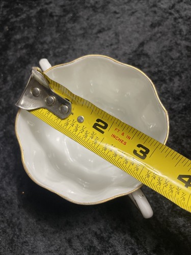 Rare Purple Flowers Double Handled Eggshell porcelain Cup & Saucer Set Gold Trim - Picture 8 of 10