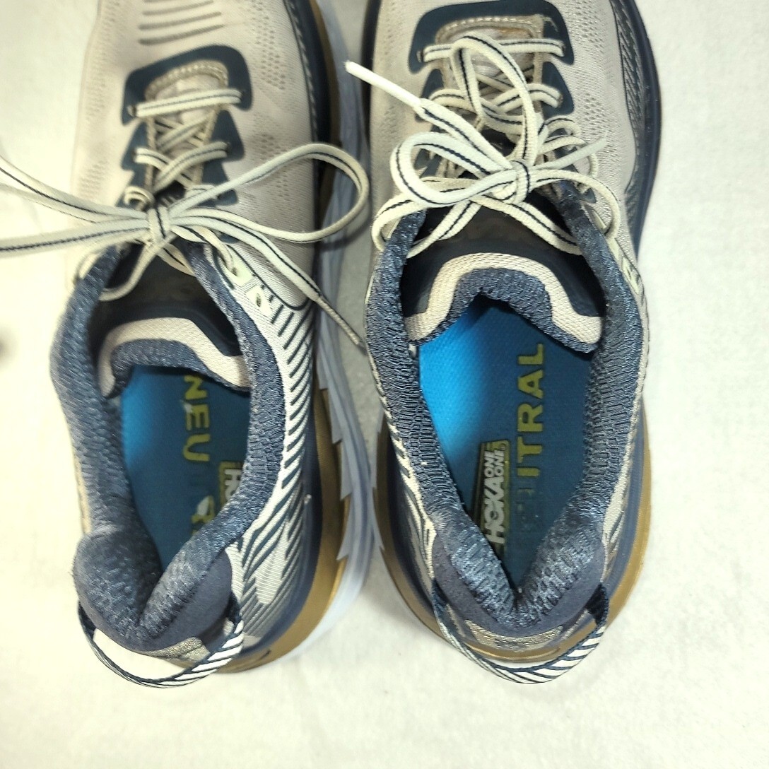 HOKA ONE ONE M Bondi 5 Gray Blue Gold Running Shoes Size 9.5  display picture 2