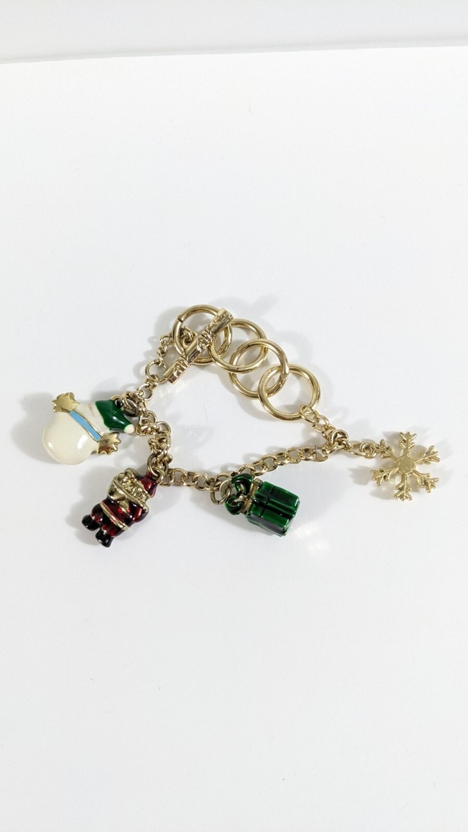 Vintage Charm Bracelet Watch Festive Christmas Gold Tone Charms Dangle Toggle Bracelet Dangle Watches - Etsy main image 3
