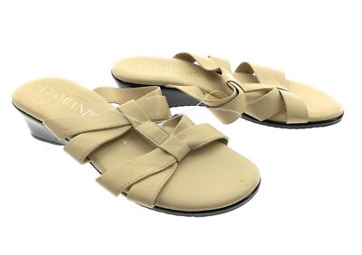 Damianis Womens Tan Slip On Sandals Casual Summer Flat Career Business Size 5