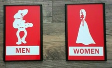 MEN AND WOMEN RESTROOM / PLASTIC DOOR SIGN 9" X 6"