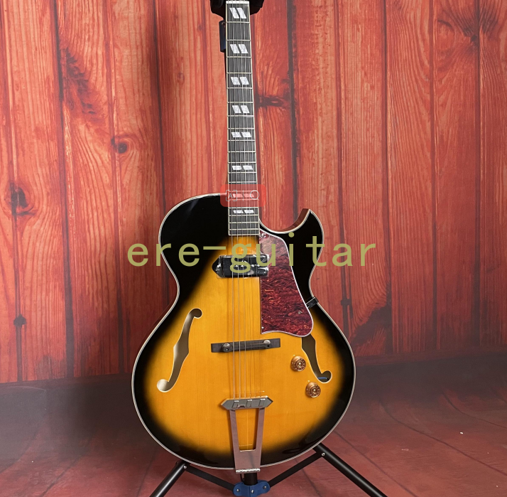 Hollow Body Chitarra Elettrica Byrdland Gold Top P90 Pickups Cromo Hollow Body Chitarra Elettrica Byrdland Gold Top P90 Pickups Cromo
