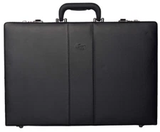 Vinyl Briefcase Attache Case Men Black Elegant Hard Lock Portfolio Stylish Big
