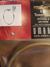 Brass Towel Ring Bathroom Umbra Bali 022502-104 Finish Zinc Die Cast 5.5" New