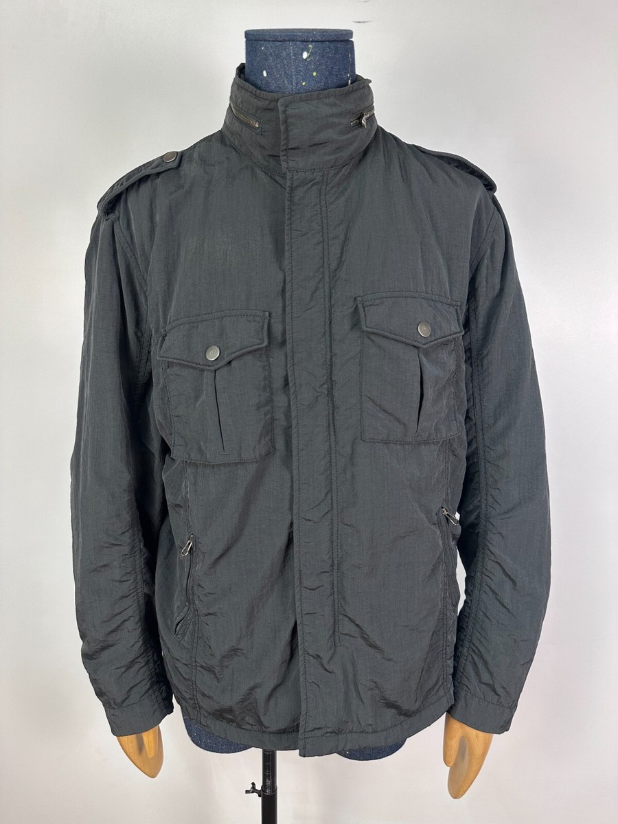 Armani Jeans Jacket Shimmer Multi Pocket Mens Biker Gray