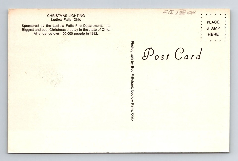 Ludlow Falls OHOhio, Christmas Lighting Vintage Souvenir Postcard eBay