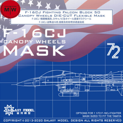 Galaxy C72021 F-16CJ Fighting Falcon Block 50 Canopy Wheel Mask for Tamiya 60786