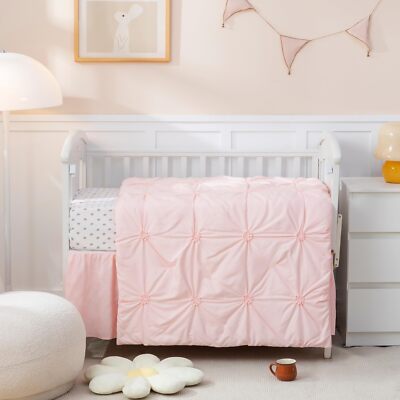 3-Piece Crib Bedding Set for Boy Girls, includes Crib Skirt, Blanket and Crib...