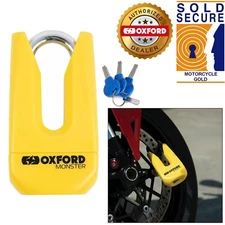 Oxford Monster Motorcycle Motorbike Disc Lock Shackle Thatcham Hi-Vis Yellow New