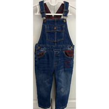Zara Baby Boy Denim Fleece Lined Overalls w/ Music Theme Size 18-24M