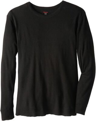 NWT HANES X-Temp Solid Black Long Sleeve Crew Neck Thermal Shirt M