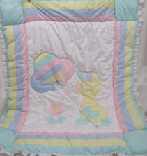 Vtg Baby Blanket Duck Balloons Quilt