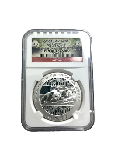 NGC 2014 China Panda .999 Silver 1oz Coin Smithsonian Inst. PF70 Ultra Cameo 380