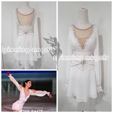Ice Skating Adult Figure skating Dress Gymnastics Costume white