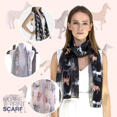 BASIC SENSE Horse Scarf, Animal Printed Satin Striped Scarf for Horse Racing Ascot