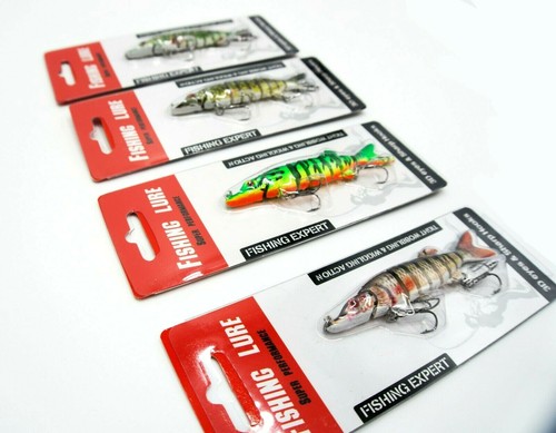 Realistische Zander Angelköder Köder Multi Jointed Kurbel 8 Segmente 4er Pack Posten - Bild 3 von 12