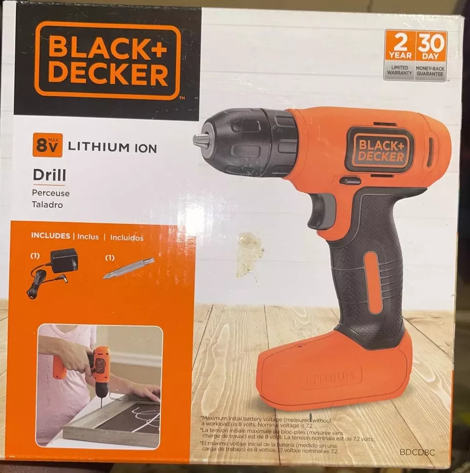 Black + Decker Black & Orange 8V Wireless Drill