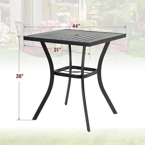31" Patio Outdoor Bistro Dining Table Bar Height Tall Table With Umbrella Hole - Picture 7 of 10
