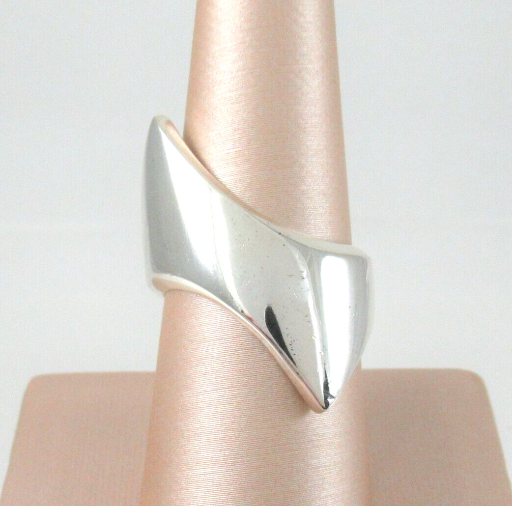 .925 Sterling Silver Statement Ring Modernist Got… - image 2