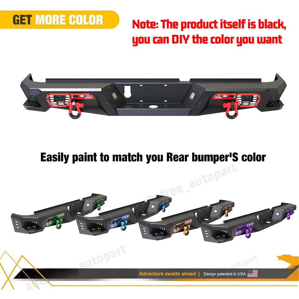Rear Bumper w/LED Lights For 2009-2018 Dodge Ram 1500/2019-2024 Ram 1500 Classic - Image 4 of 4