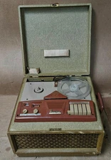 RARE AMPRO 758 TUBE REEL TO REEL RECORDER + MICROPHONE  !  D