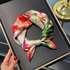 100 Silk 21" Square Scarf Women Neckerchief Wrap Kerchief Bandana Flowers